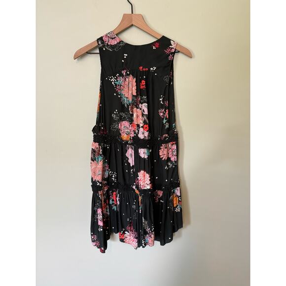 Free People Floral Tiered Tunic Tank Top Small Sleeveless V Neck - Picture 6 of 9